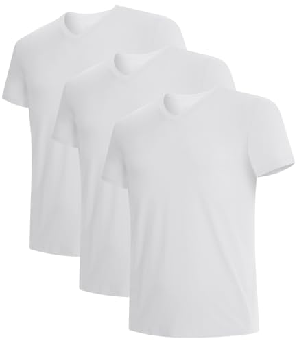 BAMBOO COOL Men's V-Neck Undershirts Soft Stretch T-Shirts,Breathable and Moisture-Wicking Tees for Men 3 Pack - Main Image
