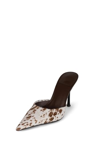 Cow Print High Heels for Women Heeled Sandals Stiletto Pumps Mule Pointed Closed Toe Slip on Slides Sandal Summer Party Dressy Heel Casual3