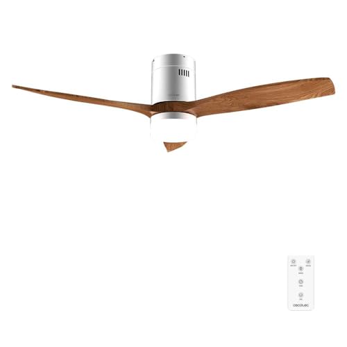 Cecotec Ventilateur de Plafond avec Lumière et Télécommande de 52" EnergySilence Aero 5600 Classic Iron&DarkWood. Moteur DC 40W, 3 Pales, Lumière LED, Minuterie, 6 Vitesses, Mode Hiver/Été