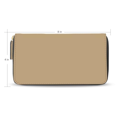 Women's Large Capacity Wallets Holder Wallet Credit Card Clutch Coin Pocket Pu Leather Zipper Closure Deal Gift for Women Tan2