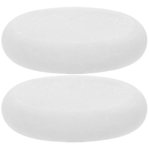 EXQUIMEUBLE 2pcs White Marble Massage Stones Set for Warm and Essential Oil Massage Rock for Spa Body and Face Relaxation