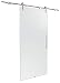 Produktbild inova Glas-Schiebetür offene Schiene 900 x 2080 mm satiniert Edelstahloptik Komplettset mit Laufschiene und Stangengriff