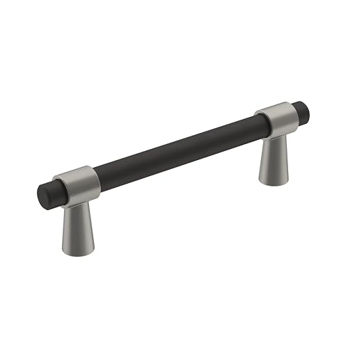 Amerock | Cabinet Pull | Matte Black/Satin Nickel | 3-3/4 inch (96 mm) Center-to-Center | Mergence | 1 Pack | Drawer Pull | Cabinet Handle | Cabinet Hardware by Amerock - Used condition - US$7.30
