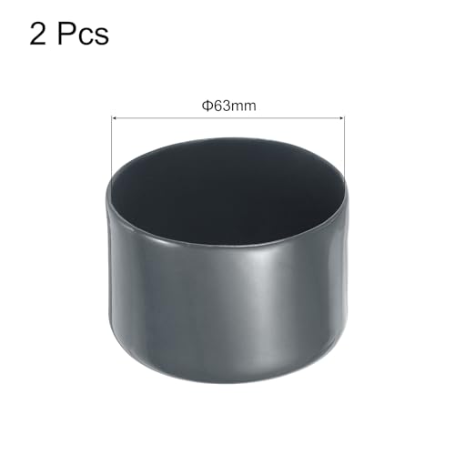Image of uxcell 2pcs Rubber End Caps 63mm(2 1 /2 Inch) ID x 40mm(1 9 /16 Inch) H Vinyl Round Tube Bolt Cap Cover Screw Thread Protectors Dark Grey, 40mm Height