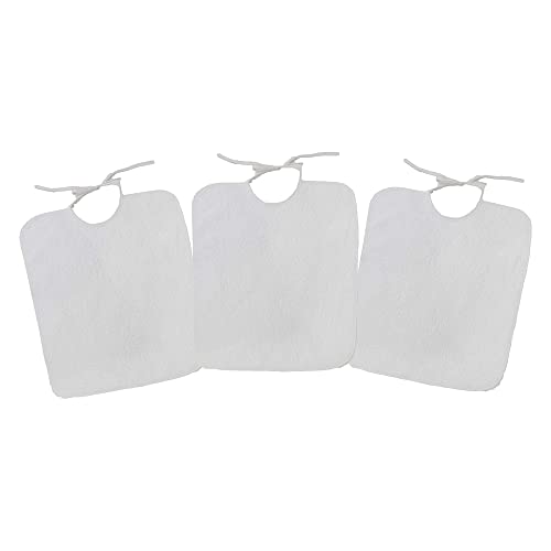Ti TIN | Pack 3 Baberos de Rizo | Para Bebés de Más de 1 Año | Cierre con Cintas | 90% Algodón | Colore Blanco | 32x36 cm Cover