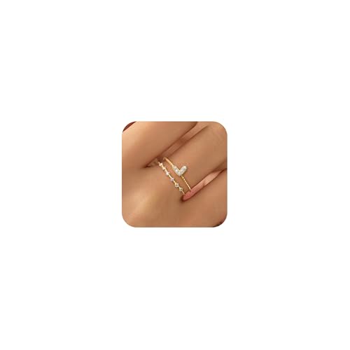 Heart Rings for Women,925 Sterling Silver Eternity Love Heart Promise Statement Ring to Daughter Mother 14K Gold Plated Layered CZ Stackable Open Rings Adjustable Christmas Birthday Jewelry Gift