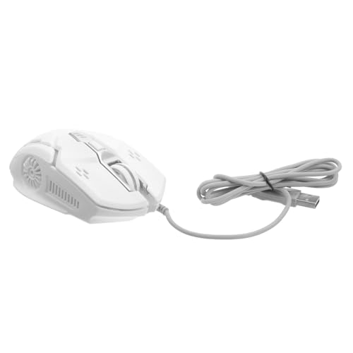 Ipetboom Ratón USB para Juegos Silencioso y Ergonómico, Ratón de Computadora Portátil 6 Botones Programables, Retroiluminación LED Blanca Multicolor, Accesorio Gaming Cable para PC