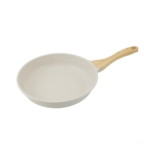 Sartenes antiadherentes, mango de aluminio y madera, sartenes Nti-Scratch, sartenes antiadherentes, sartén de piedra, para todas las estufas, blanco (20 cm)