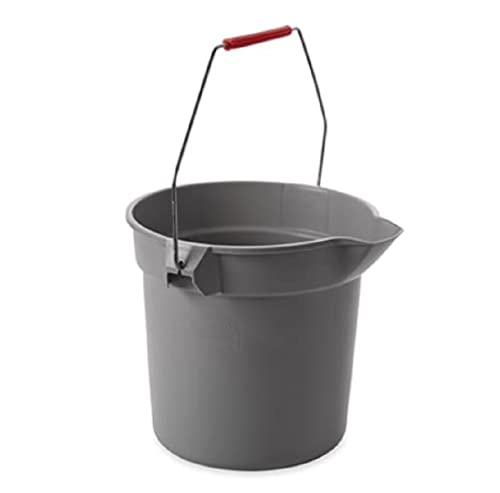 Image of Rubbermaid Commercial Products Brute Heavy-Duty Round Bucket, 10-Quart /2.5 Gallon, Gray, Corrosive-Resistant Pail with Handle for Professional /Janitorial Cleaning and Material Transport, Pack of 12