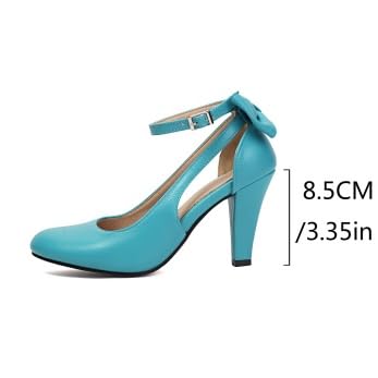 Women's Mary Jane Bow Pump Heel Retro 1920s Vintage Round Closed Toe 1950s Dress Shoes2