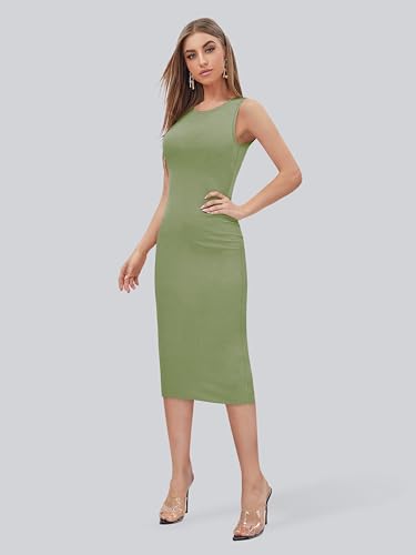 Image of Toochki Women's Spandex Solid Bodycon Western Dress | A line | Winter Dress | Western | | Trendy | Midi Body Hugging