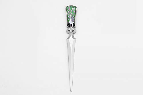 Inlay With Mother Of Pearl Metal Steel Office Knife Hand Cutter Blade Envelope Letter Opener (Peacock) #TOP1