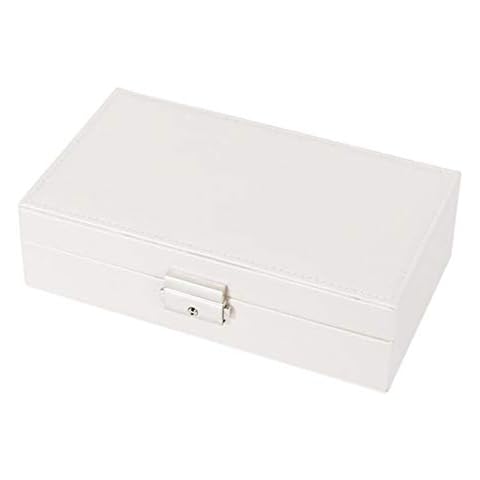 SASCD Waterproof Jewelry Box Women Leather Rectangle Packaging Necklace Rings Earrings Storage Organizer Display Gift Boxes Case Jewelry Box for Little Girls (Color : White) Cover