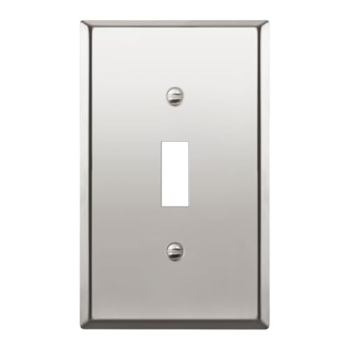 ENERLITES Toggle Switch Metal Wall Plate, 1-Gang, Polished Chrome, Silver