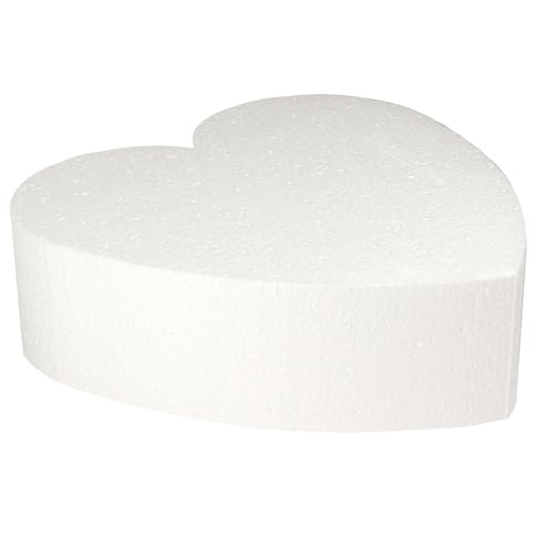 O'Creme Polystyrene Dummy Cake Decorating Display for Baked Goods Bakery Supplies Heart Shape - White (3”H x 8”)