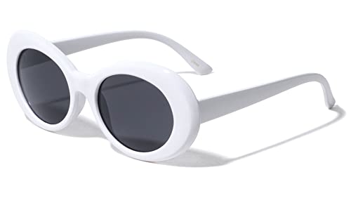 White & Black Retro Goggles Oval Sunglasses for Men & Women P6280