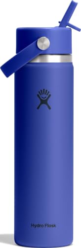 Hydro Flask Water Bottle - Insulated Stainless Steel - Wide Straw Lid, Non Spill, Leakproof in 24 Oz Capri Blue