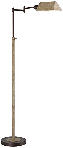 Regency Hill Jenson Rustic Farmhouse Industrial Swing Arm Pharmacy Lamp Floor Standing 54" Tall Bronze Faux Wood Adjustable Height Task Lighting For Living Room Reading House Bedroom Home #TOP7