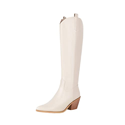 Reitoye Western Cowboy Boots For Women Knee High Chunky Low Heel Retro Cowgirl Boot Shoes Us 11 #TOP4