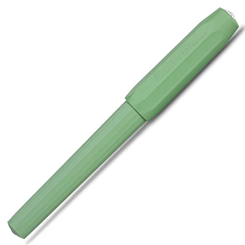 Image of Kaweco PERKEO Medium Nib Fountain Pen - Jungle Green Body, Premium German Fountain Pen with Royal Blue Ink Cartridge, 13 cm, Light Weight, Ergonomic Grip