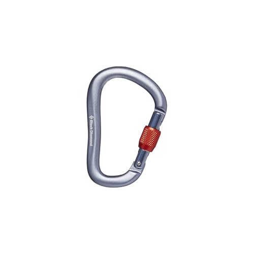 BLACK DIAMOND RockLock Screwgate Carabiner | Hot-Forged, Lightweight | Keylock Nose | Secure Locking Biner for Belaying & Rappelling | Gray