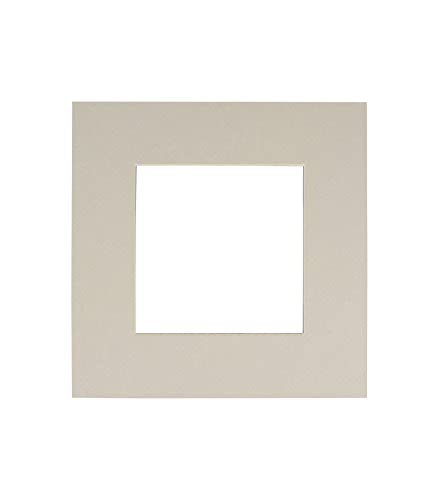 10x10 Mat Bevel Cut for 6x6 Photos - Precut Grey Square Shaped Photo Mat Board Opening - Acid Free Matte to Protect Your Pictures - Bevel Cut for Family Photos, Pack of 1 Matboard Show Kit with Acid