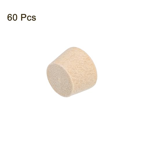 Image of uxcell 60Pcs Wood Button Plugs, 9mm /0.35 inch Flat Head Hardwood Screw Hole Plug Wooden Caps Buttons Wood Plug for Furniture Woodworking Craft Decor (10.5mm x 9mm)