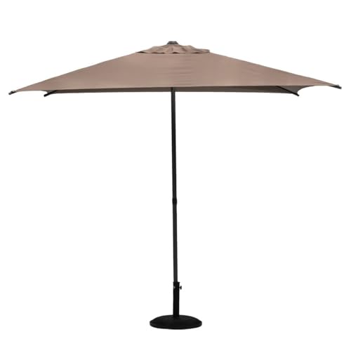 Hespéride - Parasol Droit Carré Soya Taupe - 2,5x2,5m - Haute Protection UV, Toile Amovible Déperlante et Orientable - Structure Acier Traité Antirouille