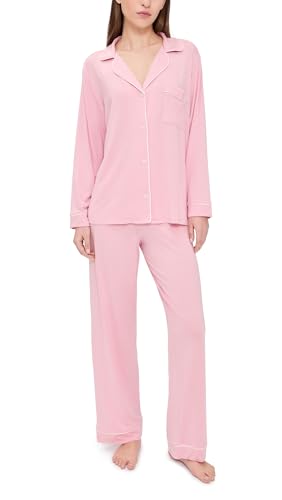 Eberjey Women's Gisele Long Pajama Set, Pink Nectar/Ivory, XS
