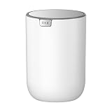 EKO Fandy Table Bin, 1.5L Mini Desk Rubbish Bin with Swing-Top Lid, 1.5 Litre Small Table Round Wastebasket for Office, Home, Bathroom, Bedroom, Car (White)
