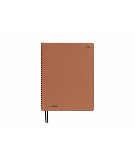 Papertrac - Agenda gennaio 2023 dicembre 2023 - Flex-o Leather - Settimana Vista Verticale - Dimensioni: 15x21 cm (A5) - Lingua: Spagnolo - Inglese - Avana