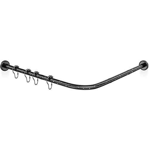 SJASD Duschvorhangstange Gebogen L Form Badewanne Duschstange Ecke Badewanne Edelstahl Teleskopstange Eckduschstange Ohne Bohren für Umkleidekabine (Size:(60~80) X(60~80) cm,Color:Schwarz) Cover