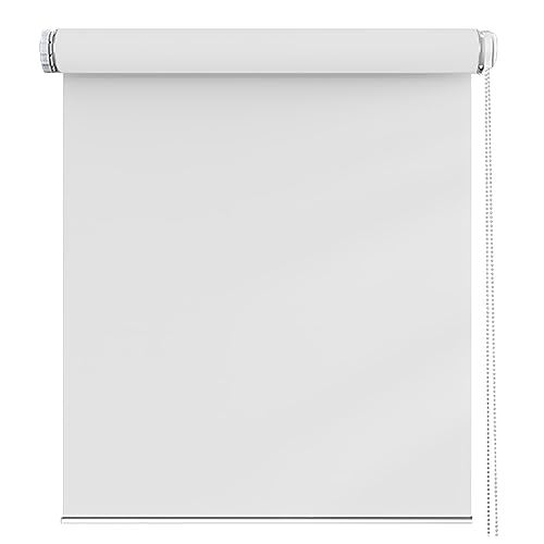 Rideau sans Perçage 75 x 200 cm, Opaque & Occultant, Store Enrouleur en Tissu Double, avec Store enroleur Fixation, pour fenêtres et Portes, Blanc