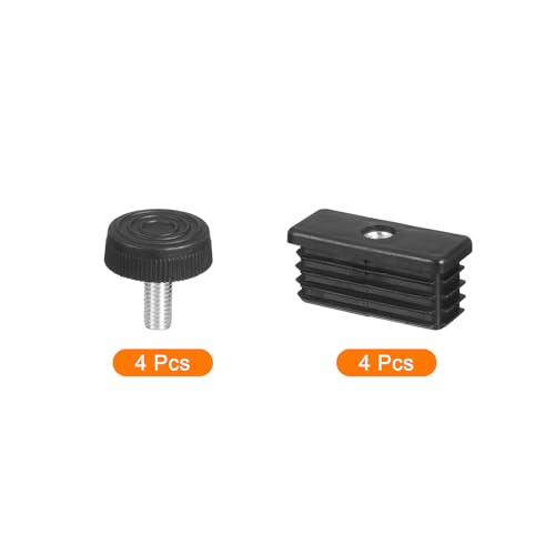 Image of uxcell 4 Set Leveling Feet, 20x50mm Plastic Adjustable Furniture Leg Leveling Rectangle Tube Insert Screw-in Glide Levelers Fit Hole 20mm for Table Chair Furniture, Black