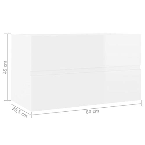 Mueble de baño de madera de ingeniería selecta con acabado blanco brillante de 80 cm 3