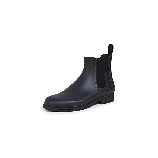 Hunter Womens Original Chelsea Refined Rubber Waterproof Ankle Rain Boot - Black - 8