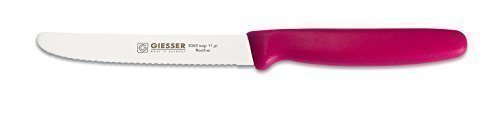 Giesser Coltelli 5x Coltelli multiuso 11 cm lunghezza lama con taglio ondulato Nero/Azzurro/Limone/Arancione/Rosa - Coltelli professionali Made in Germany