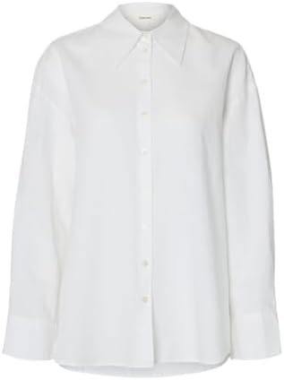 SELECTED WOMEN Damen Slfcleo Oversize Linen Blend Shirt Noos, Bright White, 38 EU