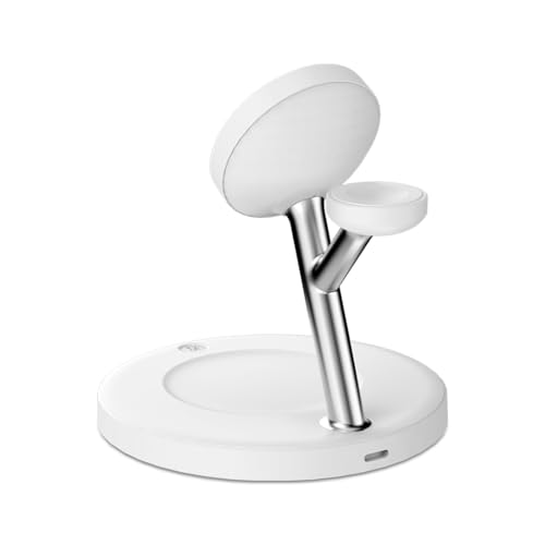 Image of Toreto Mag Swift Magnetic Fast Charging Station with 30w Adapter with C to C Cable for Magsafe Devices, Wireless Charger, for iPhone 16 /15 /14 /13 /12, Apple Watch & AirPods (White)