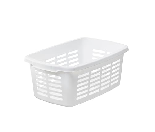 Orthex Mangelkorb 30 L | Weiss | Haushalt, Bad, Wäsche, Spielzeug, Zeitschriften, Sportgeräte | Ergonomische Griffe | L57 x W36 x H23 cm
