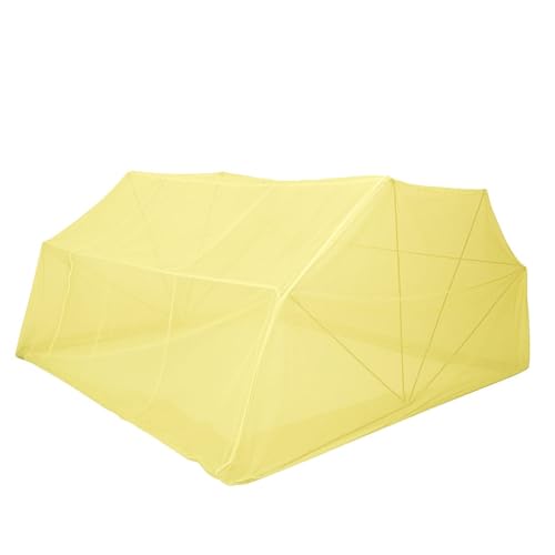 Image of Elegant Premium Cotton Mosquito Net for Qween Size Bed(5x6 Feet Yellow) | Foldable Machhardani with High-Density Mesh & Washable