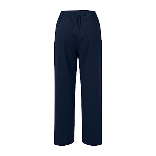 Cotton Linen Pants Women Drawstring Waist Wide Leg Lounge Pants Casual Loose Fit Lightweight Fall Fashion Trousers4