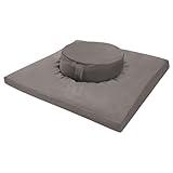QIERF Meditations-Set Meditationskissen Meditationsmatte, 1 rundes (40 * 13cm) + 1 quadratisches (80 * 80 * 8cm), Buchweizenschalen-Baumwolle-Füllung, waschbarer Samtbezug (Gray)
