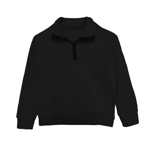 Boys Half Zipper Sweatshirts Cute Trendy Fall Pullover Tops for Youth Long Sleeve Sweater Workout School Sport Clothes Black2