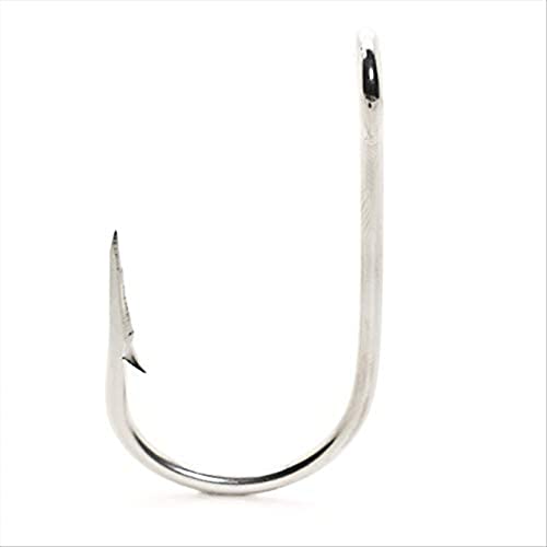 Mustad Salmon Siwash 3X Strong Hollow Point Open Ring Hook (100 Pack), Stainless Steel, Size 4/0