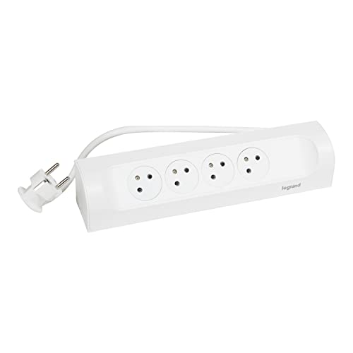 Multiprise d'angle Legrand 4 prises bloc multiprise mural blanc cordon 1m