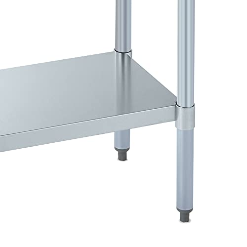 Image of ROCKPOINT Stainless Steel Table for Prep & Work 18x30 Inches, NSF Metal Commercial Kitchen Heavy Duty Table with Adjustable Under Shelf and Table Foot for Restaurant, Home and Hotel