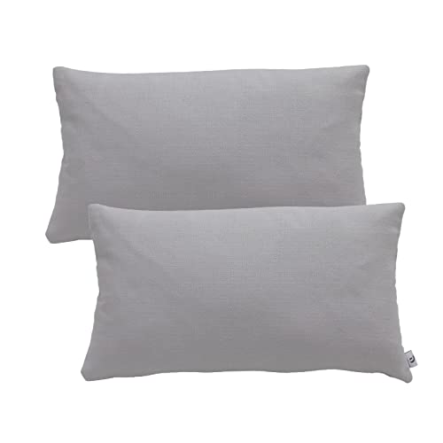 DECOLAND - Lot de 2 housses de coussin pour canapé ou lit - Housses de coussin décoratives lavables polyester/coton/lin de couleurs unies - Lot de 2 housses de coussin décoratives 30 x 50 cm - Gris Cover