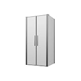 Box doccia 70x70cm con apertura saloon e parete fissa, profili cromati e vetro da 6mm opaco h195 | Elba