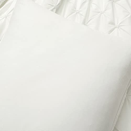 Lush Decor Ravello Pintuck 100% Cotton Vintage Chic Farmhouse Style 3 Piece Comforter Set With Pillow Shams, King, White #TOP5